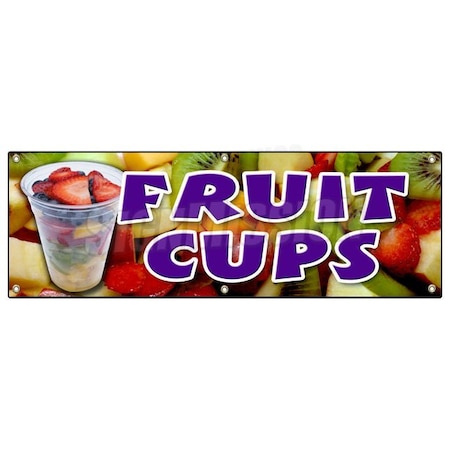 FRUIT CUPS BANNER SIGN Peaches Pineapple Orange Cocktail Salad Syrup Berry